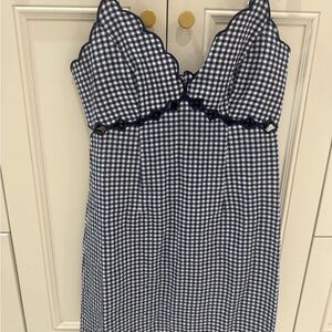 LoveShackFancy Blue and White Gingham Mini Dress